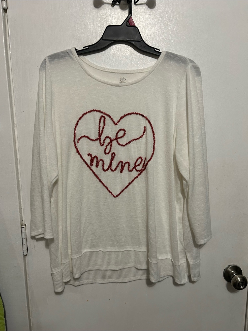 Cato White Long Sleeve 'Be Mine' Heart Pullover